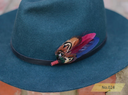 Navy and Burgundy Feather Boutonniere / Hat Pin