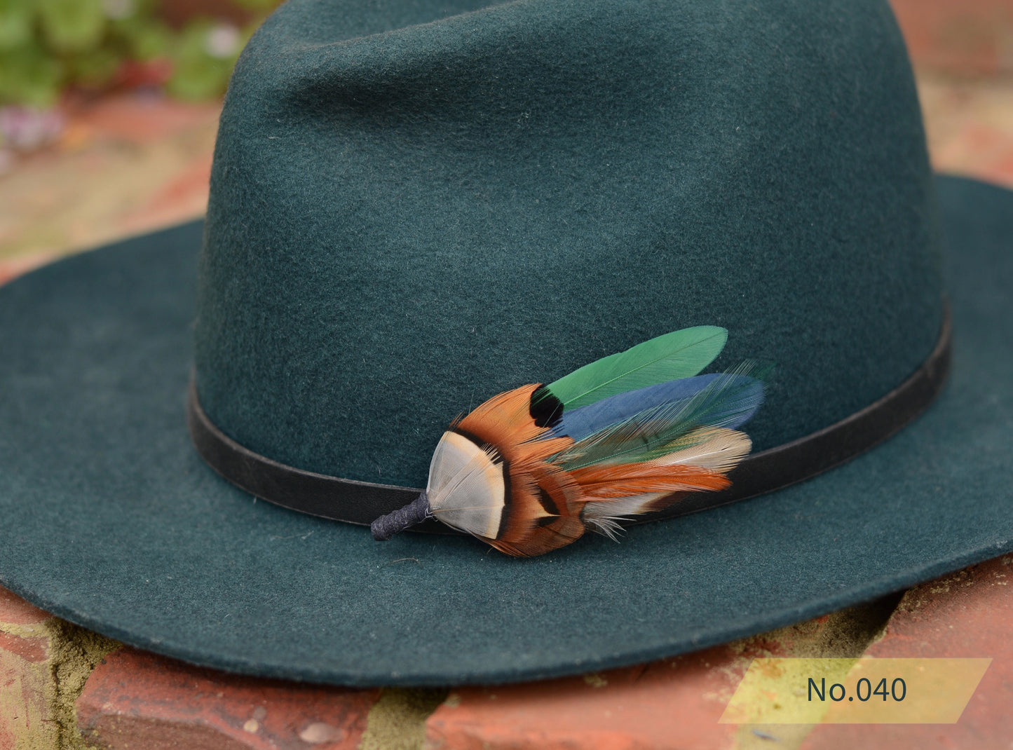 Navy Blue and Bottle Green Feather Boutonniere