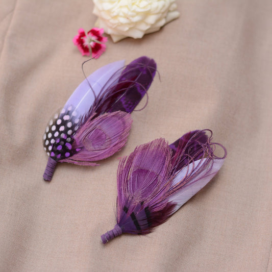 Purple Peacock Feather Hat Pin / Lapel Pin - 3 Unique Styles Available