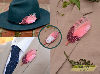Flamingo Pink Feather Brooch Pins / Hat Pins