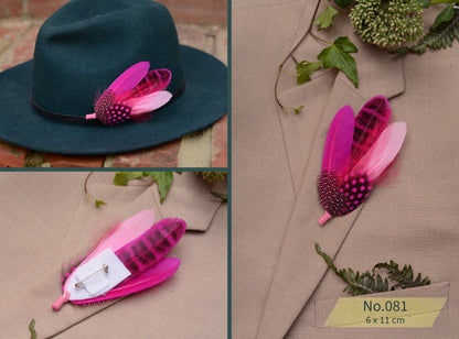 Flamingo Pink Feather Brooch Pins / Hat Pins