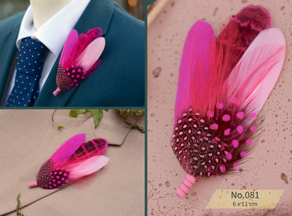 Flamingo Pink Feather Brooch Pins / Hat Pins