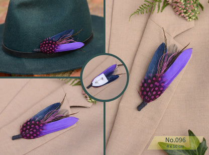 Vibrant Purple Feather Boutonniere Pins