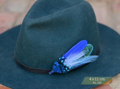 Shades of Blue Feather Boutonnieres / Hat Pins