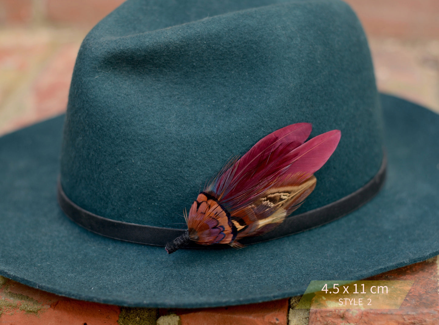 Deep Burgundy and Copper Feather Pin / Hat Pin No.108
