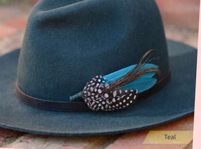 Spotted Feather Boutonniere in Burgundy, Navy Blue, Green or Teal