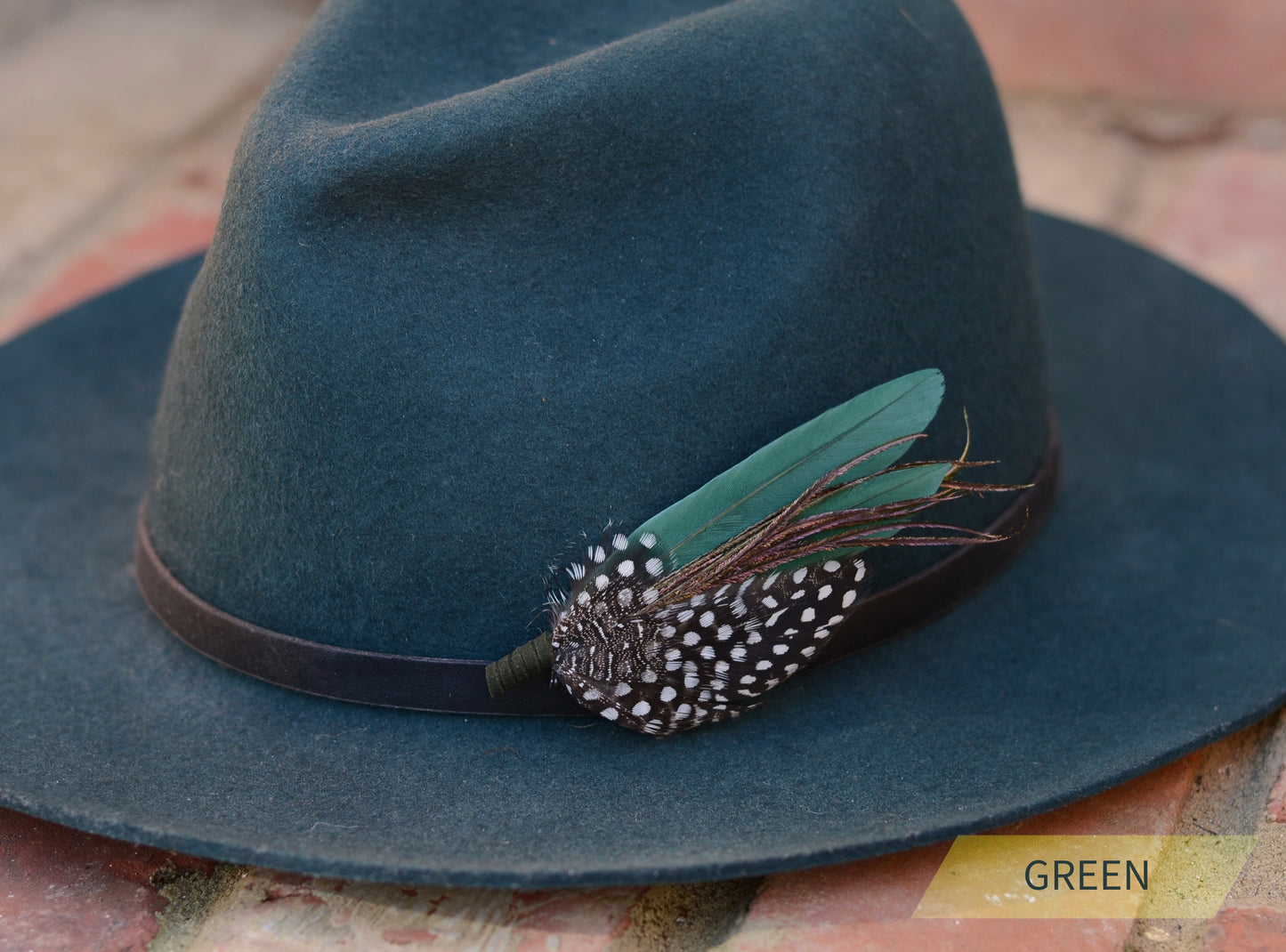 Spotted Feather Boutonniere in Burgundy, Navy Blue, Green or Teal