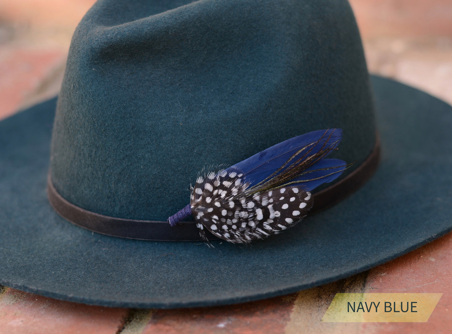Spotted Feather Boutonniere in Burgundy, Navy Blue, Green or Teal