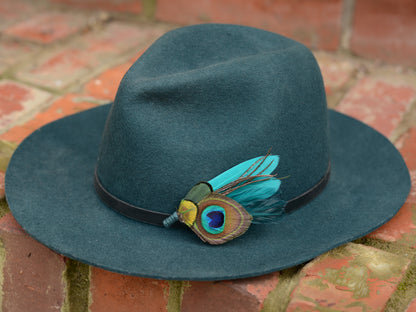 Teal Peacock Feather Boutonniere No.120