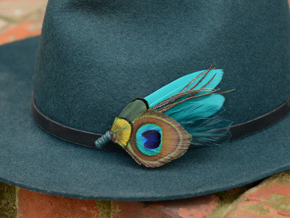 Teal Peacock Feather Boutonniere No.120