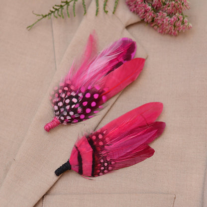 Bright Pink Feather Brooch Hat Pin No.121