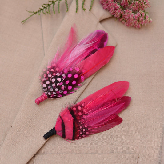 Bright Pink Feather Brooch Hat Pin No.121