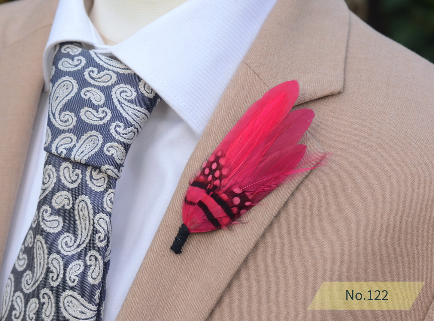 Bright Pink Feather Brooch Hat Pin No.121