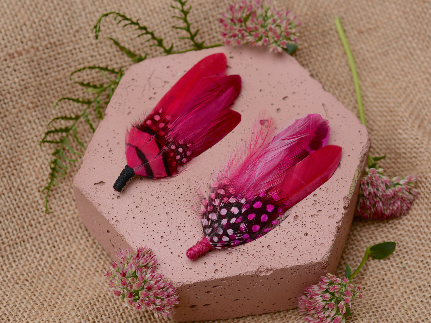 Bright Pink Feather Brooch Hat Pin No.121