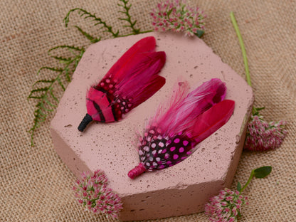 Bright Pink Feather Brooch Hat Pin No.121