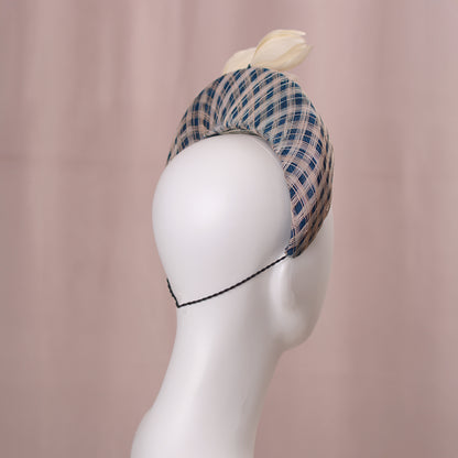 Navy Blue and Ivory Feather Magnolia Bandeau Fascinator