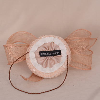Nude Pink Sequin Button Fascinator with Giant Bow