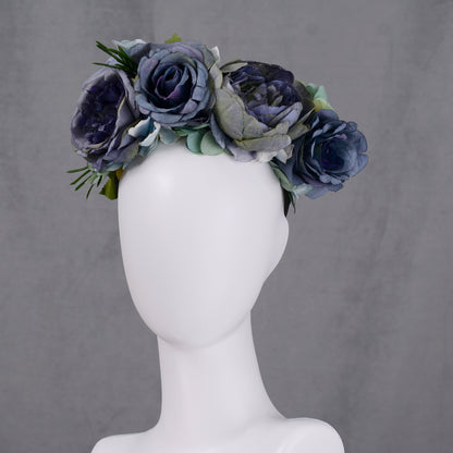 Oceana -  Flower Crown Headpiece in Blue