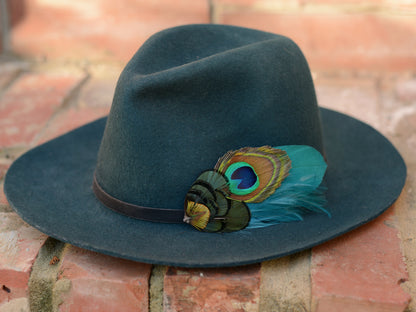 Teal and Peacock Feather Boutonniere