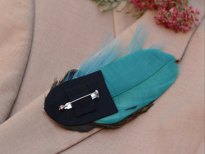 Teal and Peacock Feather Boutonniere