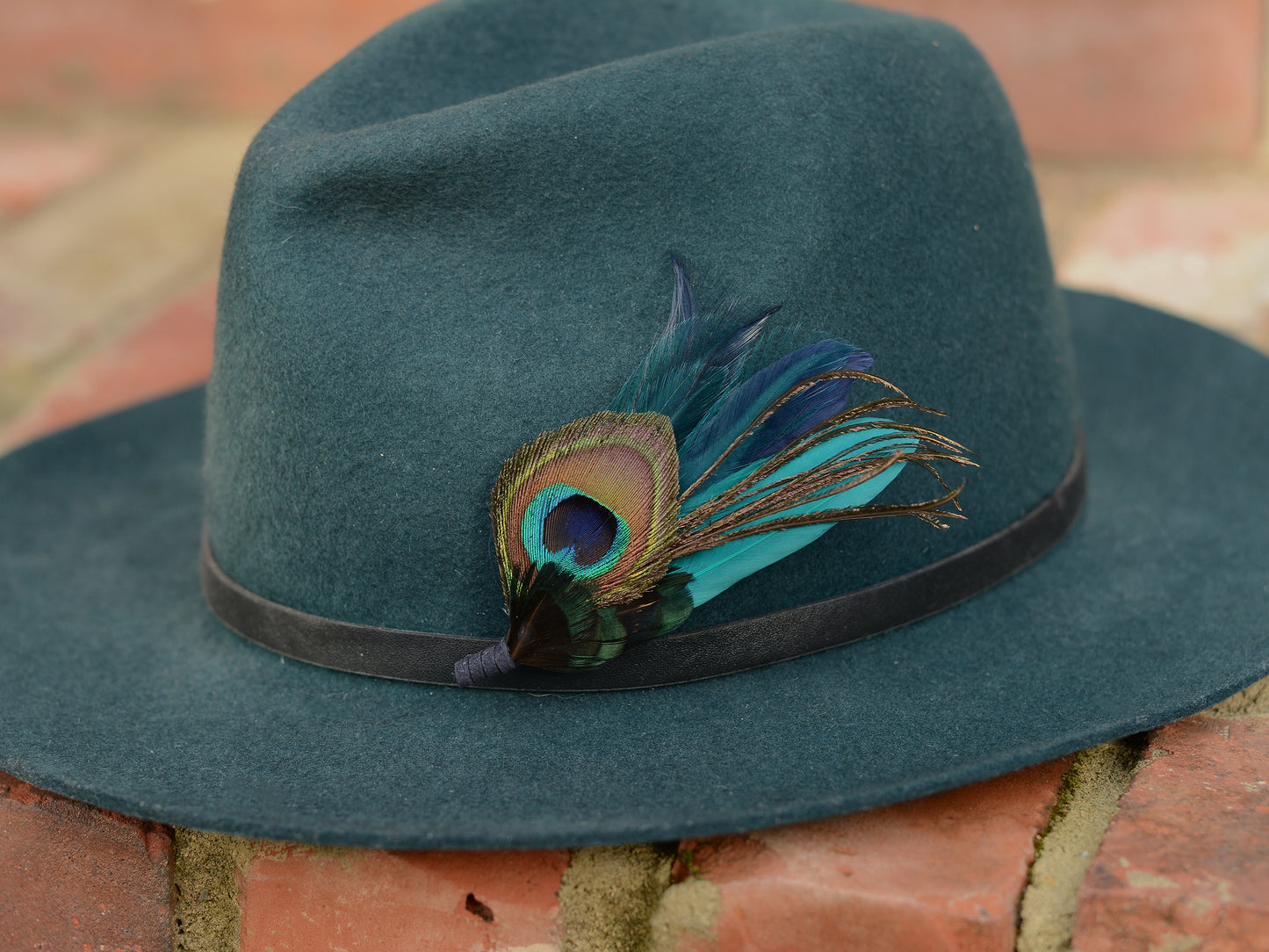 Peacock Feather Buttonhole in Peacock Blue and Navy No.086