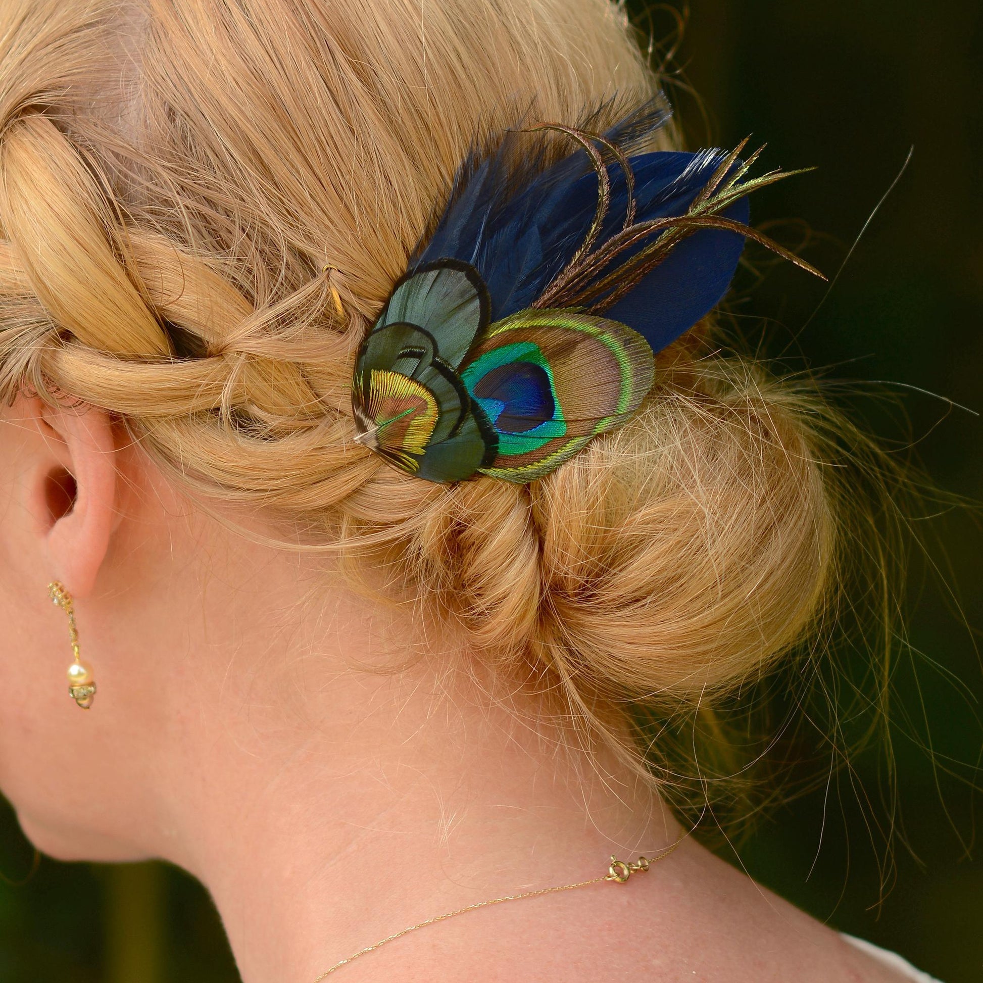 Navy Blue Peacock Feather Hair Clip | Peacock Feather Fascinator | Peacock Feather Headpiece | Bridal Hair Clip | Bridesmaid Hair Clip