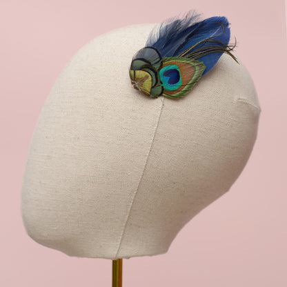 Navy Blue Peacock Feather Hair Clip | Peacock Feather Fascinator | Peacock Feather Headpiece | Bridal Hair Clip | Bridesmaid Hair Clip
