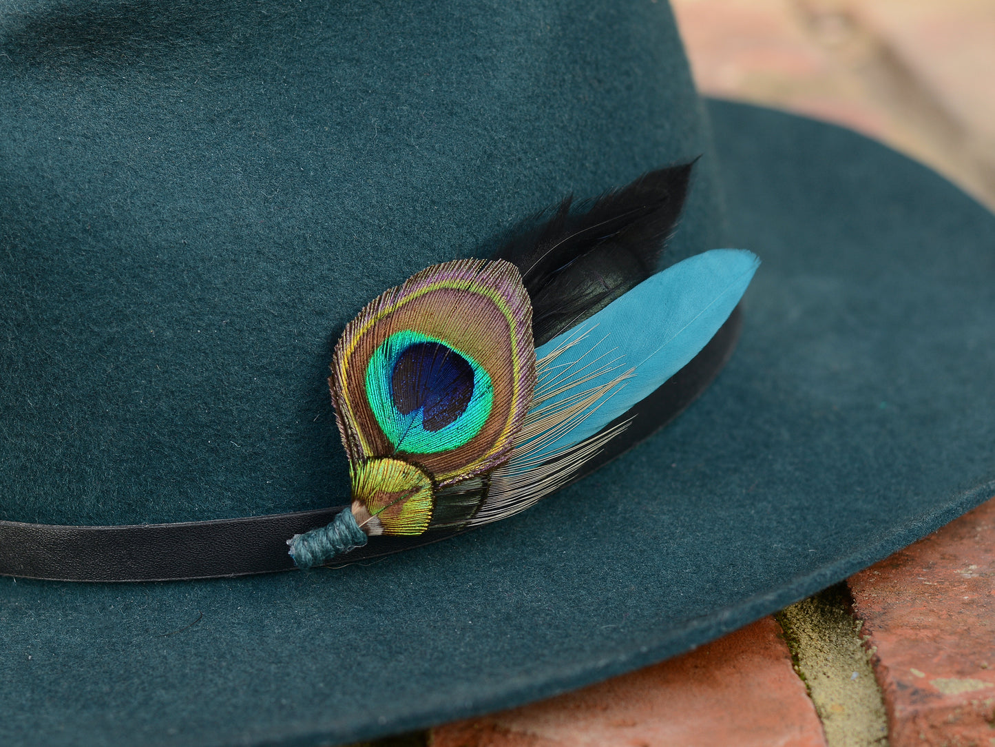 Peacock Feather Boutonniere in Teal and Black