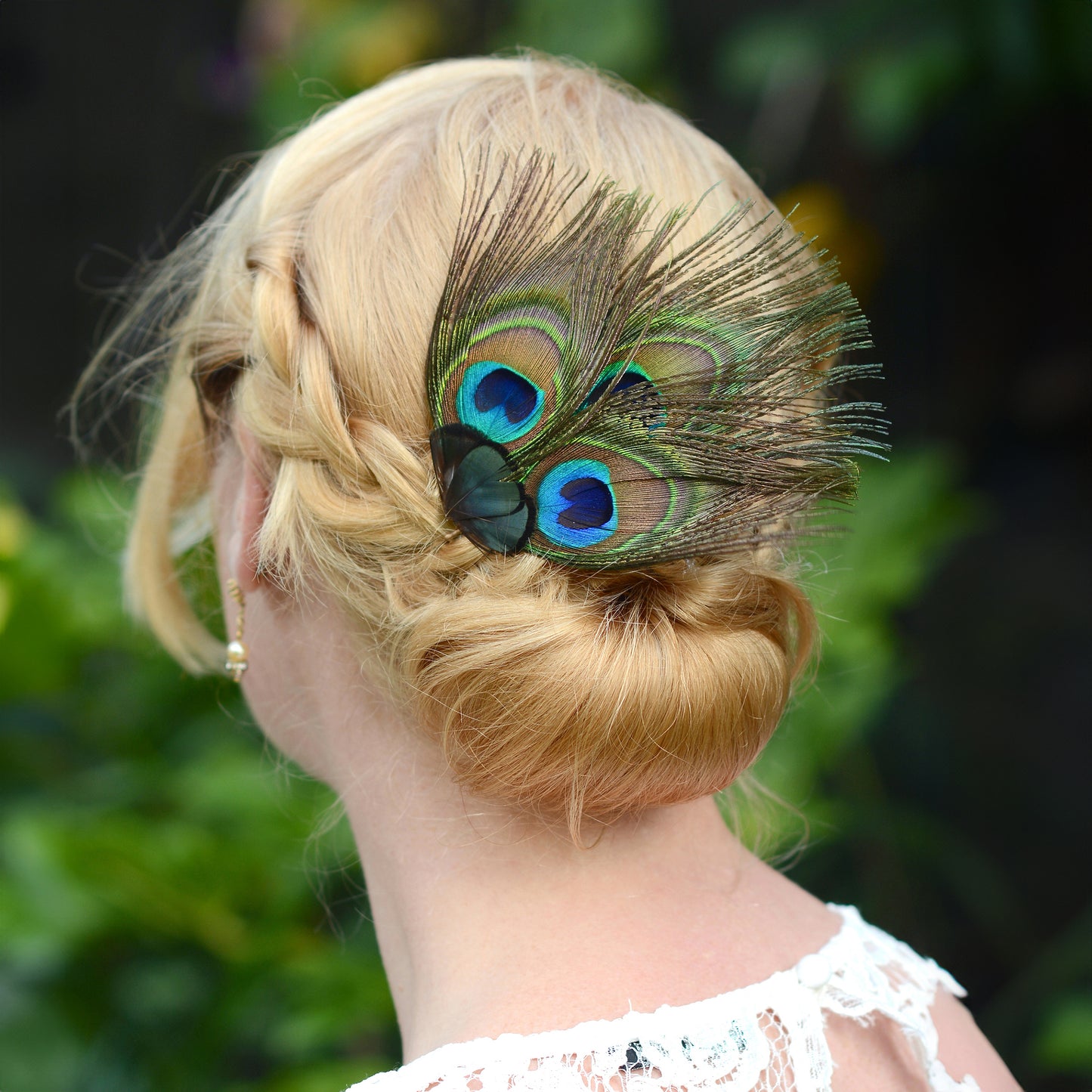 Peacock Eye Trio Feather Hair Clip