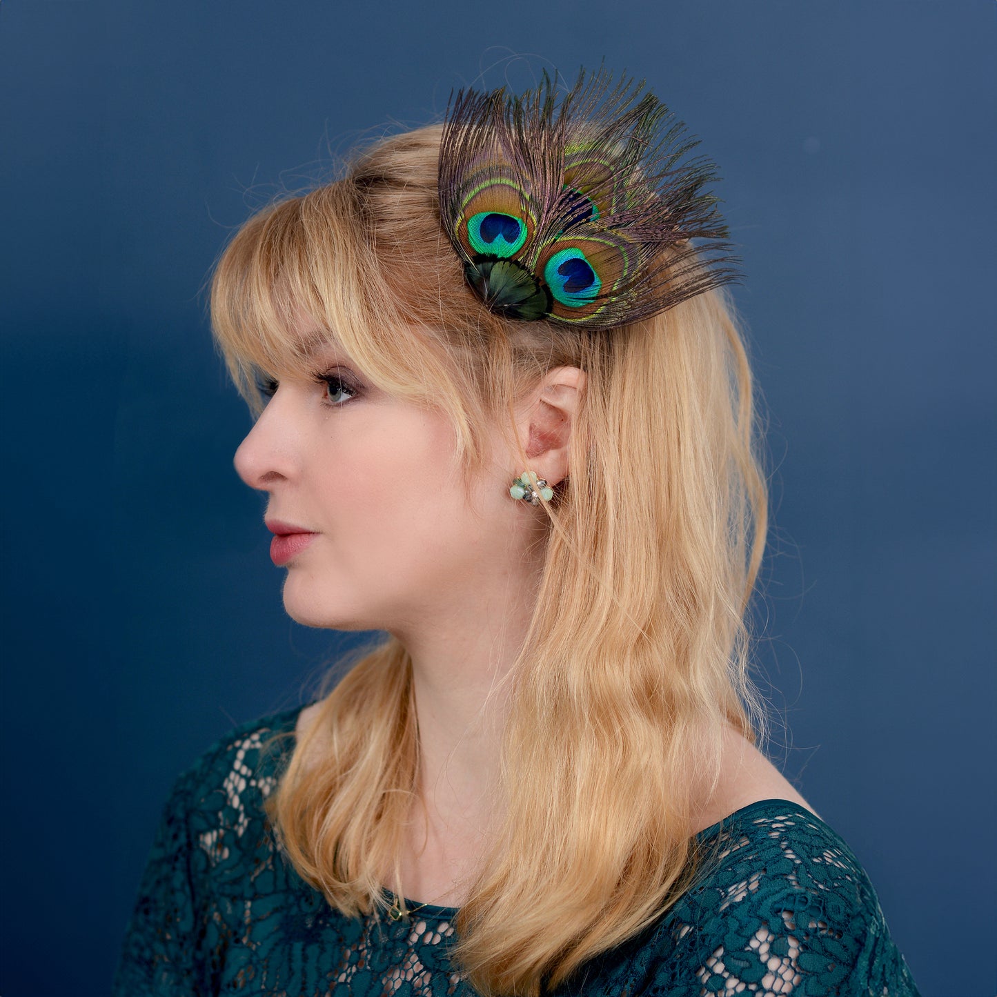 Peacock Eye Trio Feather Hair Clip