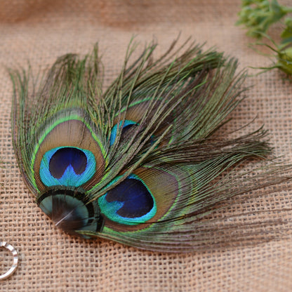 Peacock Eye Trio Feather Hair Clip