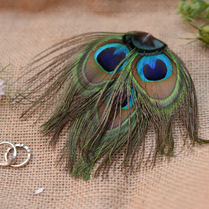 Peacock Eye Trio Feather Hair Clip