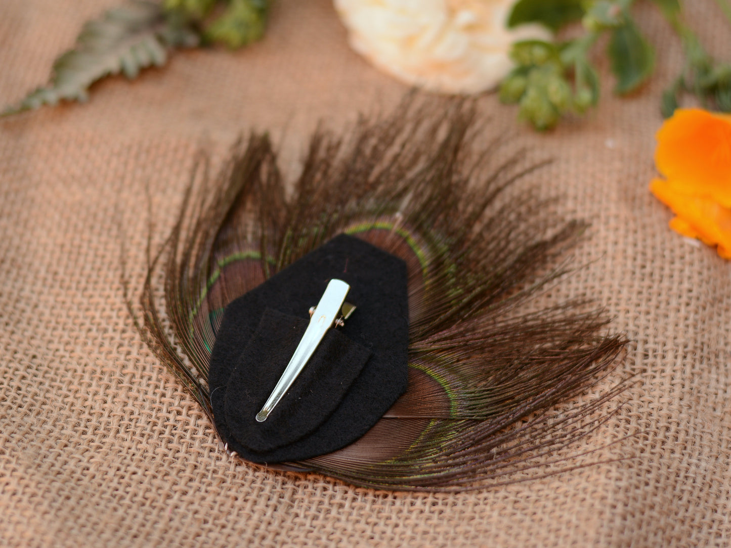 Peacock Eye Trio Feather Hair Clip