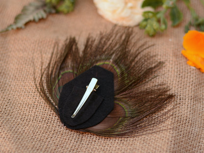Peacock Eye Trio Feather Hair Clip