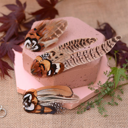 Natural Pheasant Feather Hair Clips / Fascinator
