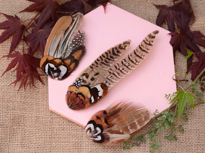 Natural Pheasant Feather Hair Clips / Fascinator