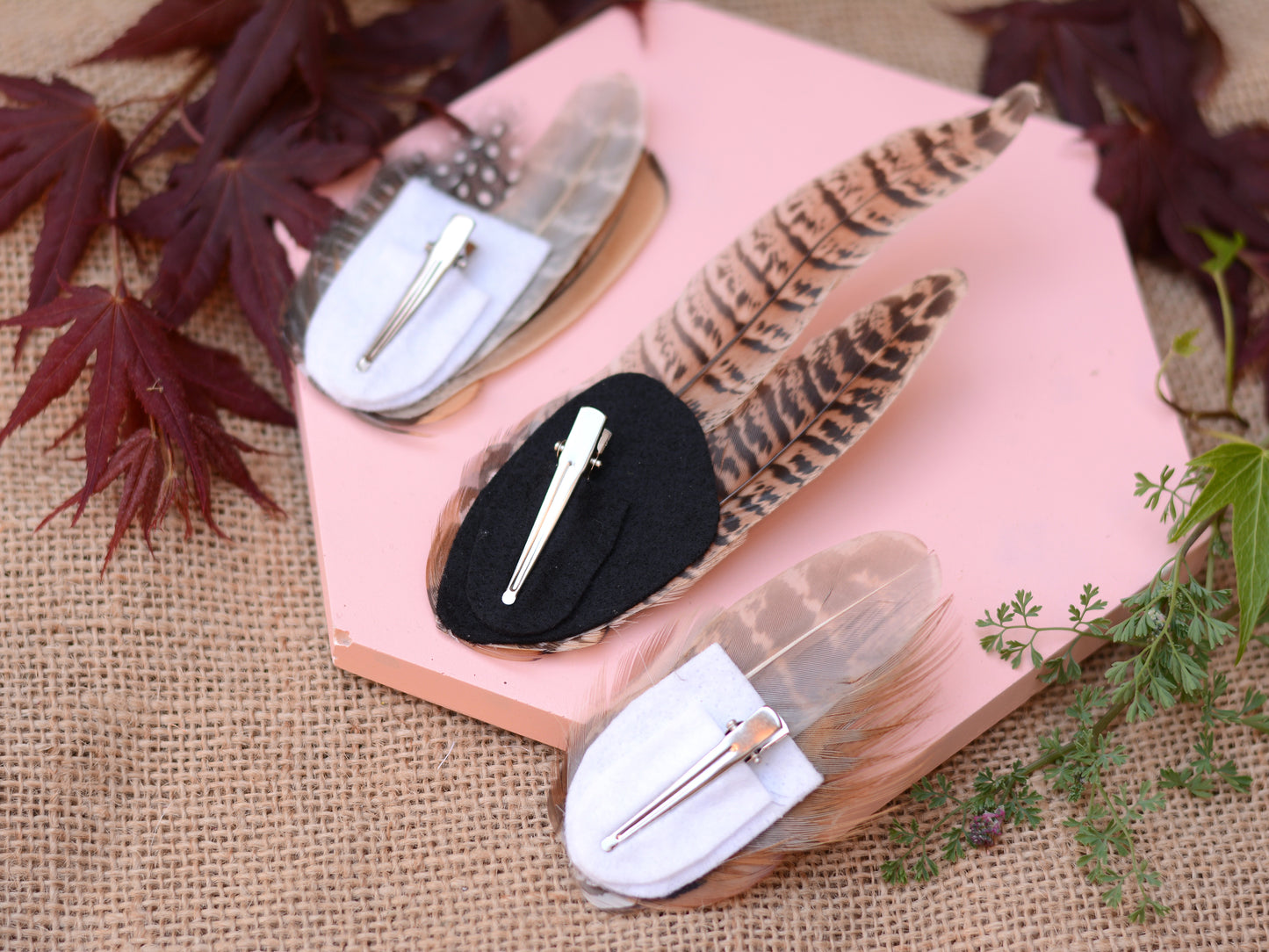 Natural Pheasant Feather Hair Clips / Fascinator