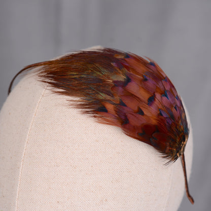 Pheasant Feather Fascinator Headband No.020 in Rich Copper and Purple