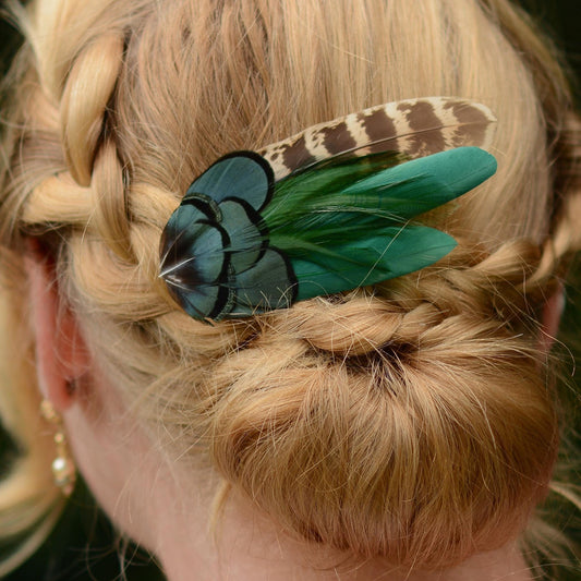 Bottle Green Feather Hair Clip | Pheasant Feather Hair Clip | Feather Fascinator | Bridal | Bridesmaid Hair Clip | Wedding Fascinator