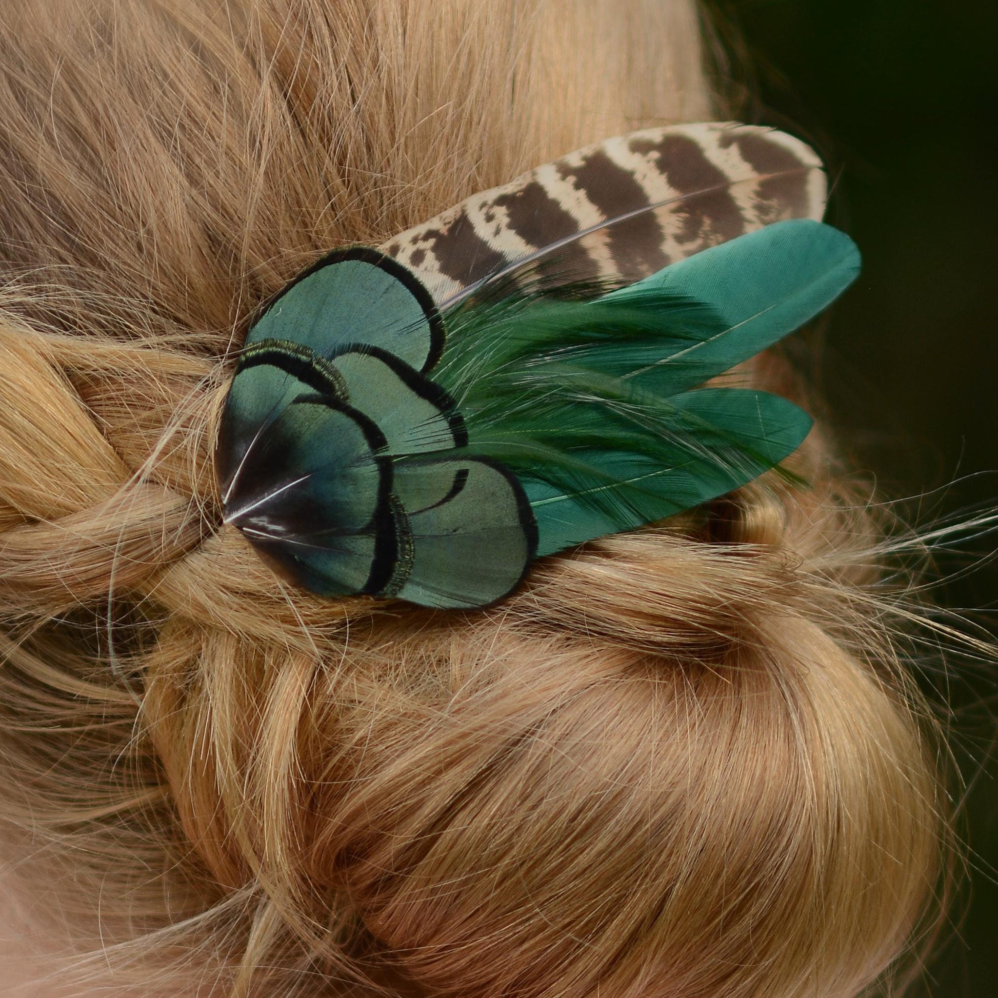 Bottle Green Feather Hair Clip | Pheasant Feather Hair Clip | Feather Fascinator | Bridal | Bridesmaid Hair Clip | Wedding Fascinator
