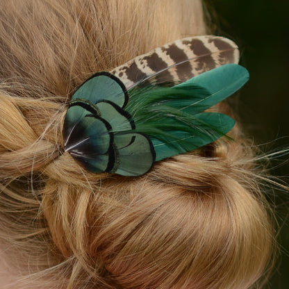 Bottle Green Feather Hair Clip | Pheasant Feather Hair Clip | Feather Fascinator | Bridal | Bridesmaid Hair Clip | Wedding Fascinator