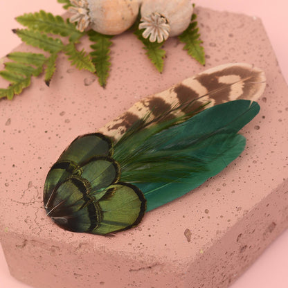 Bottle Green Feather Hair Clip | Pheasant Feather Hair Clip | Feather Fascinator | Bridal | Bridesmaid Hair Clip | Wedding Fascinator