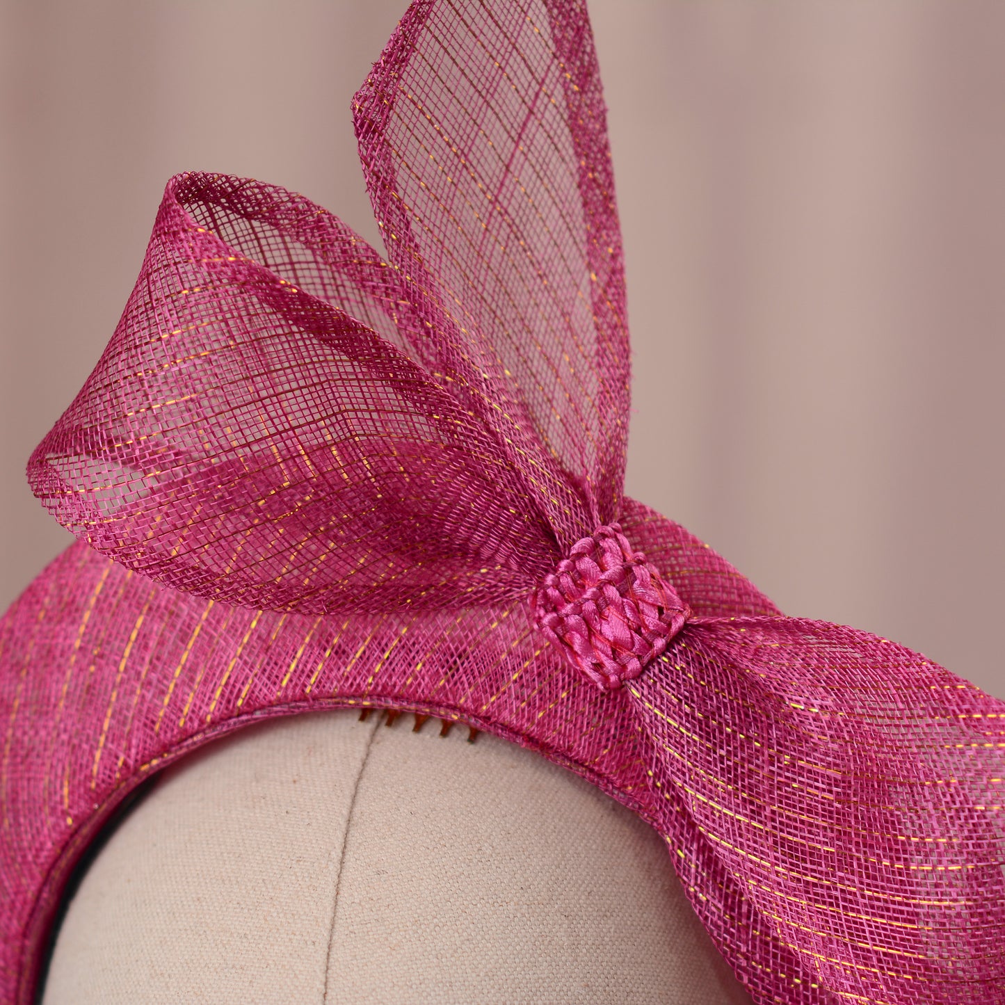 Pink and Gold Bow Headband Fascinator