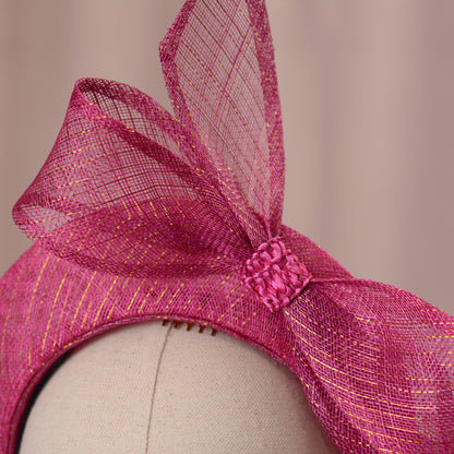 Pink and Gold Bow Headband Fascinator