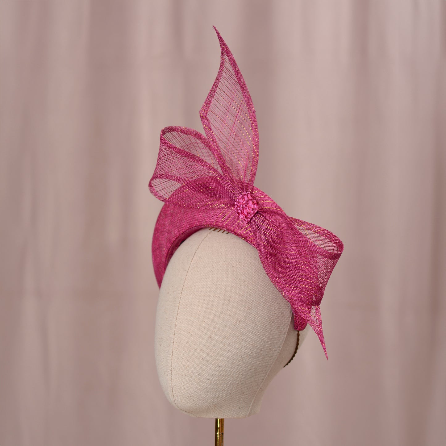Pink and Gold Bow Headband Fascinator