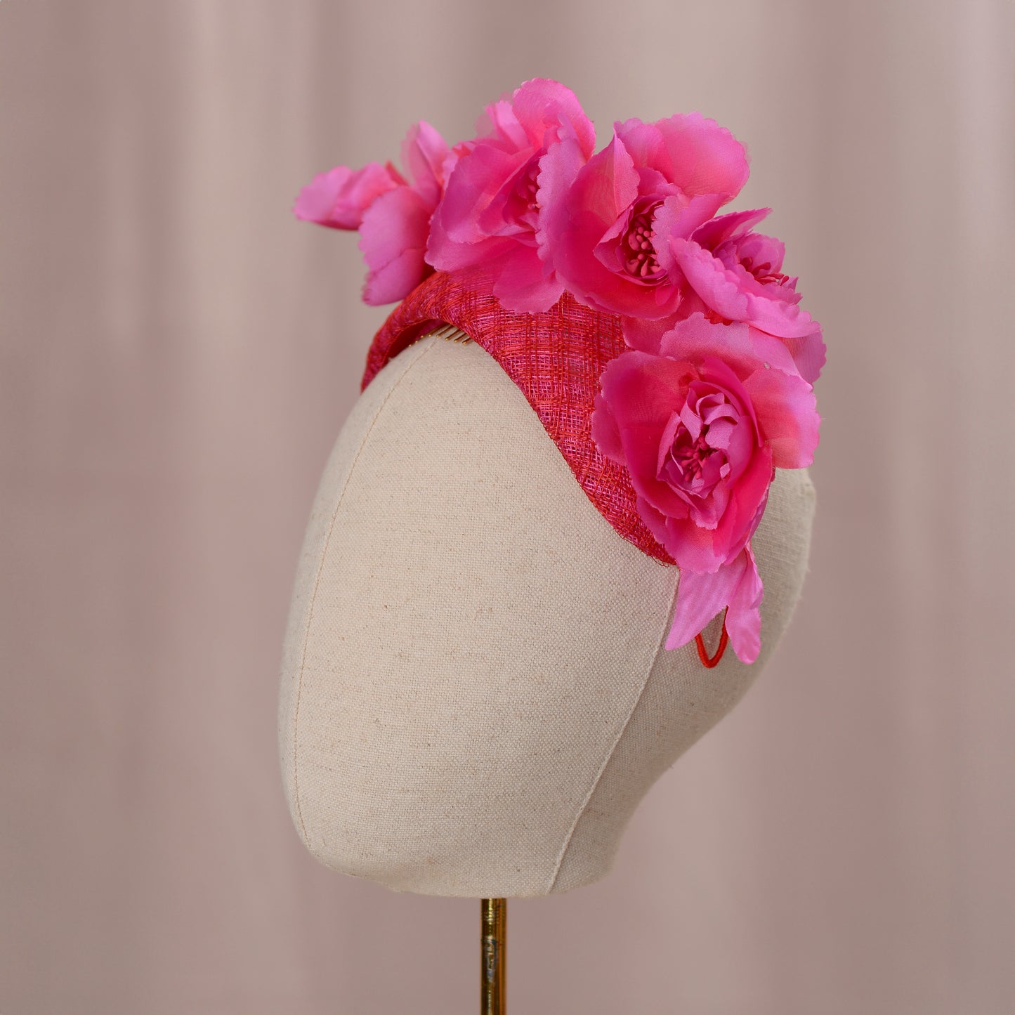 Pink and Red Floral Fascinator Bandeau