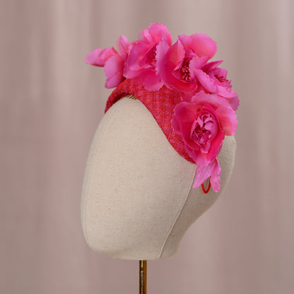Pink and Red Floral Fascinator Bandeau