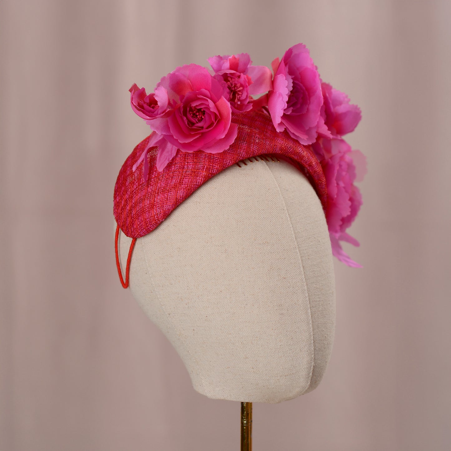 Pink and Red Floral Fascinator Bandeau