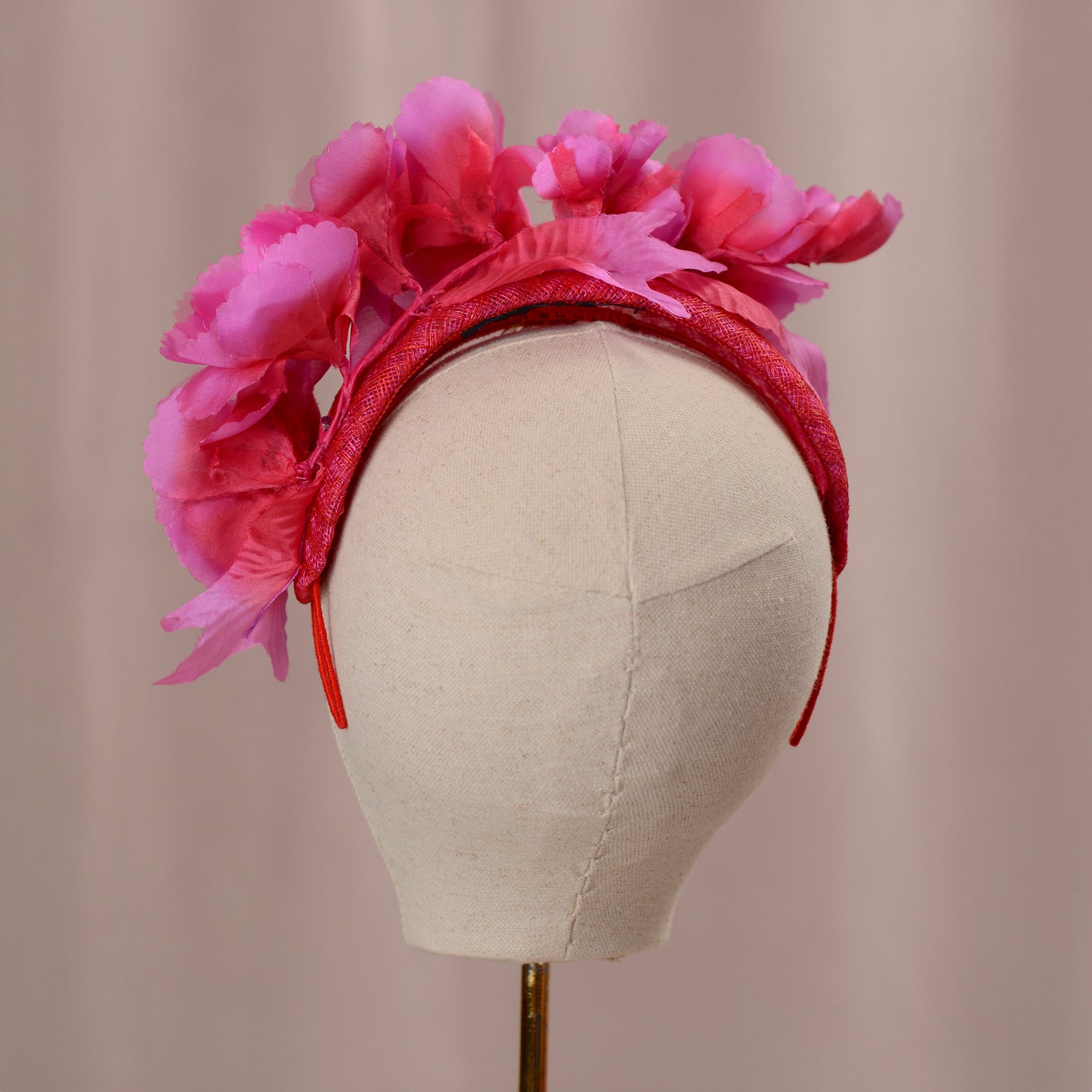 Pink and Red Floral Fascinator Bandeau
