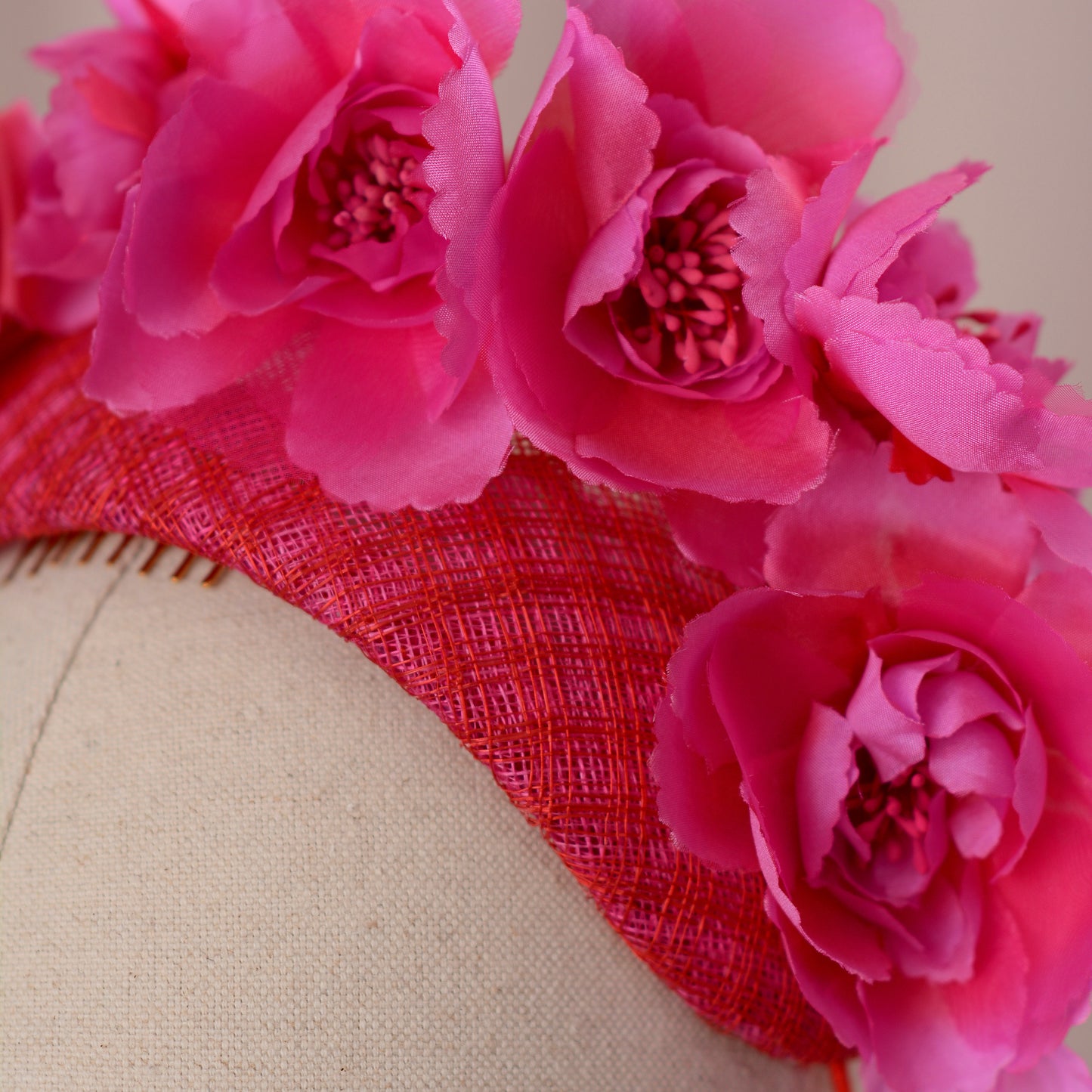 Pink and Red Floral Fascinator Bandeau